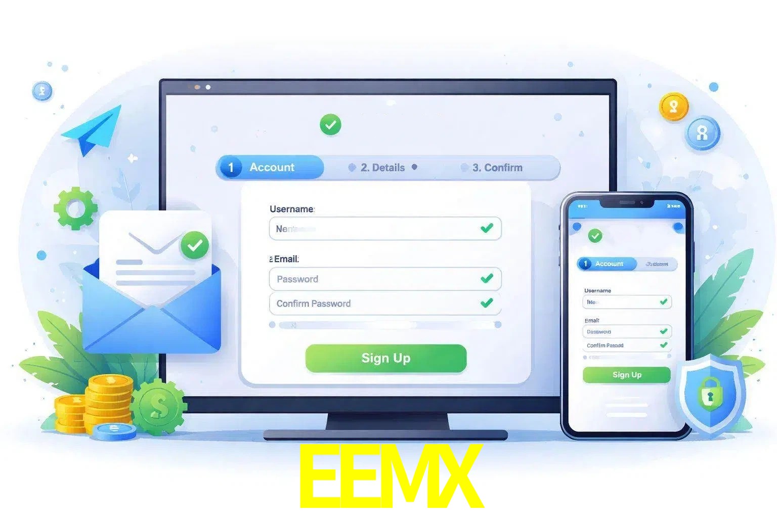 Registro de nuevo usuario y configuración de cuenta EEMX
